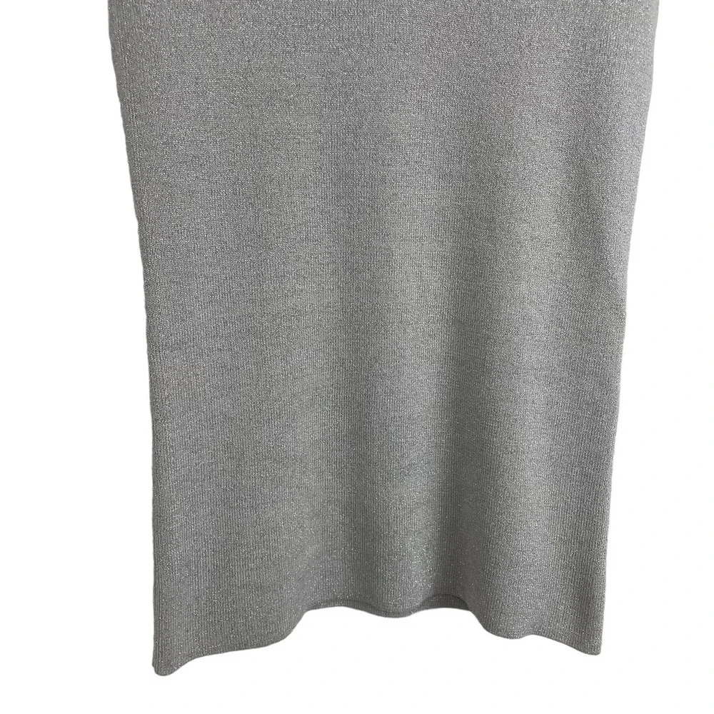 NWT Focus Lifestyle Silver Metallic Knit Tank Top Small - Picture 3 of 6